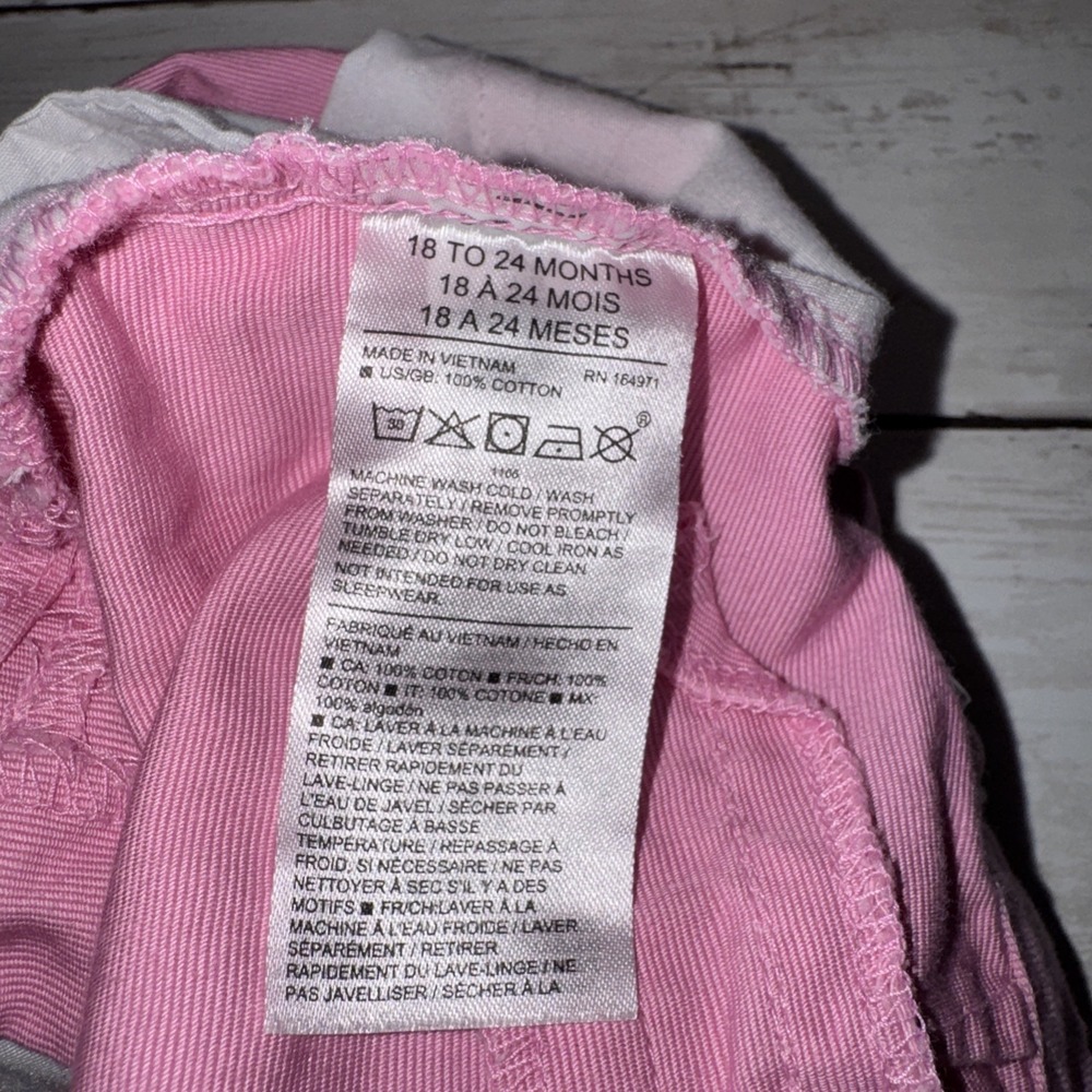 Janie and Jack Chino Shorts Baby Pink Bow Side Zip Adjustable Waist 18 24 Months - Picture 4 of 7